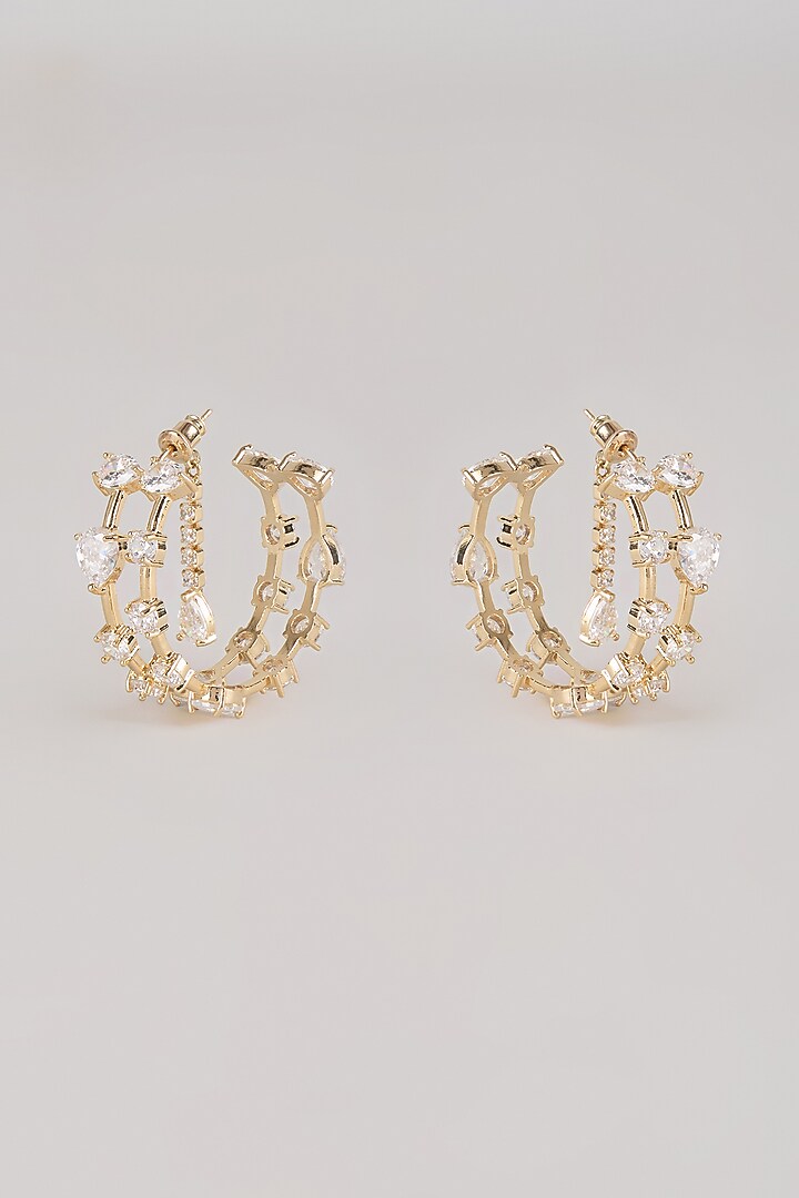 Gold Plated Swarovski Stone Hoop Earrings by ESME at Pernia's Pop Up Shop