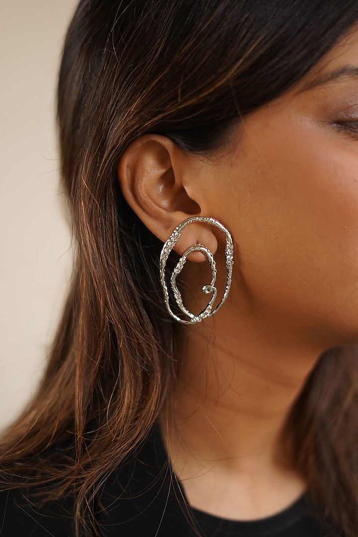 Silver Finish Austrian Crystal Stud Earrings by ESME at Pernia's Pop Up Shop