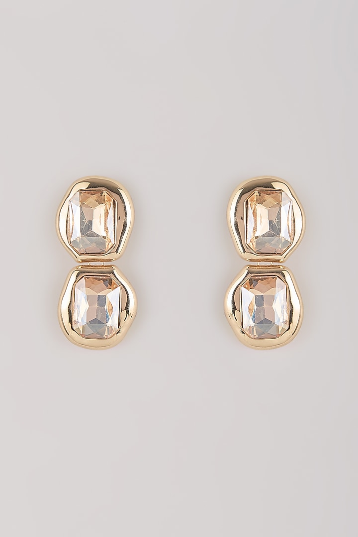 Gold Plated Emerald-Cut Swarovski Crystal Stud Earrings by ESME at Pernia's Pop Up Shop
