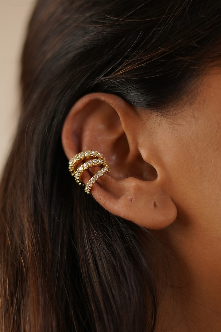 Gold Plated Swarovski Crystal Spiral Earcuffs by ESME at Pernia's Pop Up Shop