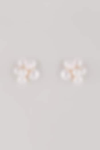 Gold Plated Swarovski Pearl Stud Earrings by ESME at Pernia's Pop Up Shop
