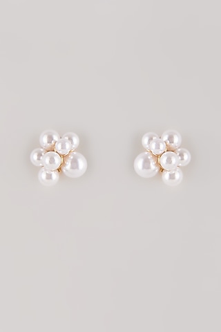 Gold Plated Swarovski Pearl Stud Earrings by ESME
