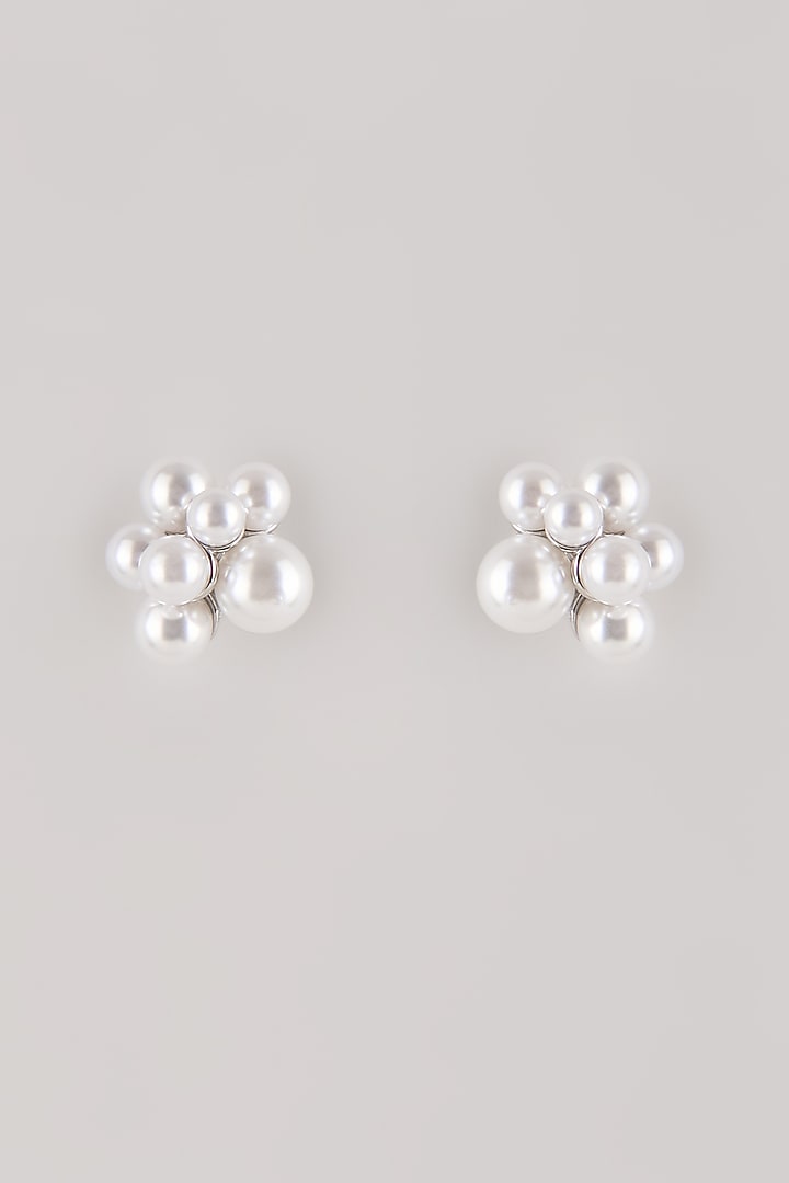Gold Plated Swarovski Pearl Stud Earrings by ESME at Pernia's Pop Up Shop