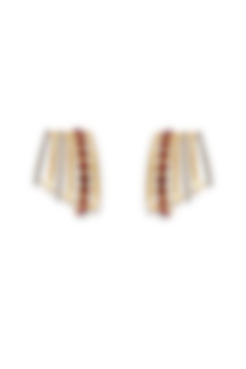 Gold Finish Gold Stone Stud Earrings by ESME at Pernia's Pop Up Shop