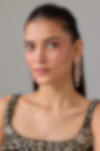 White Rhodium Finish Swarovski Crystal Dangler Earrings by ESME at Pernia's Pop Up Shop