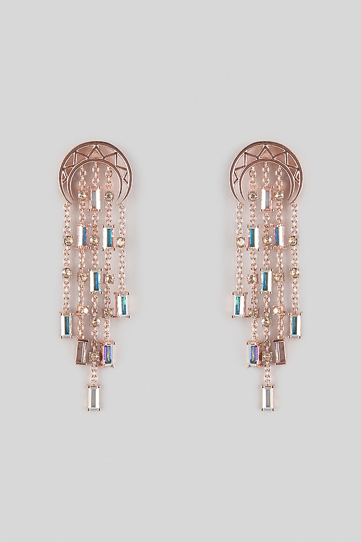 White Rhodium Finish Swarovski Crystal Dangler Earrings by ESME at Pernia's Pop Up Shop