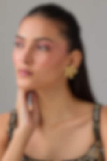 White Rhodium Finish Swarovski Crystal & Pearl Floral Stud Earrings by ESME at Pernia's Pop Up Shop