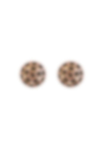 Gold Finish Smoky Quartz Stone Stud Earrings by ESME at Pernia's Pop Up Shop