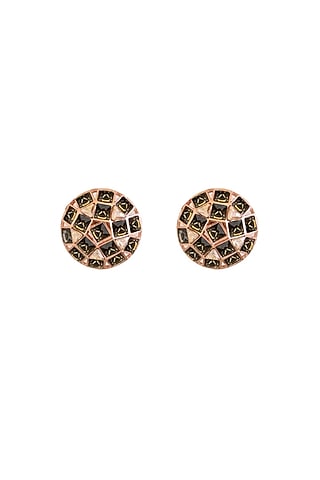 Gold Finish Smoky Quartz Stone Stud Earrings by ESME