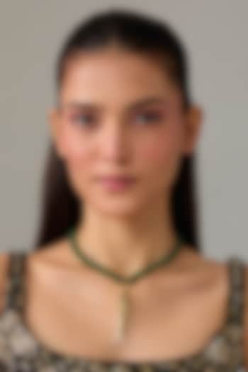 Gold Plated Swarovski Crystal & Emerald Green Beaded Necklace by ESME at Pernia's Pop Up Shop