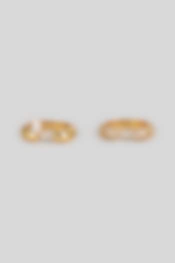 Gold Plated Pave-Set Swarovski Crystal Twin Ring (Set Of 2) by ESME at Pernia's Pop Up Shop