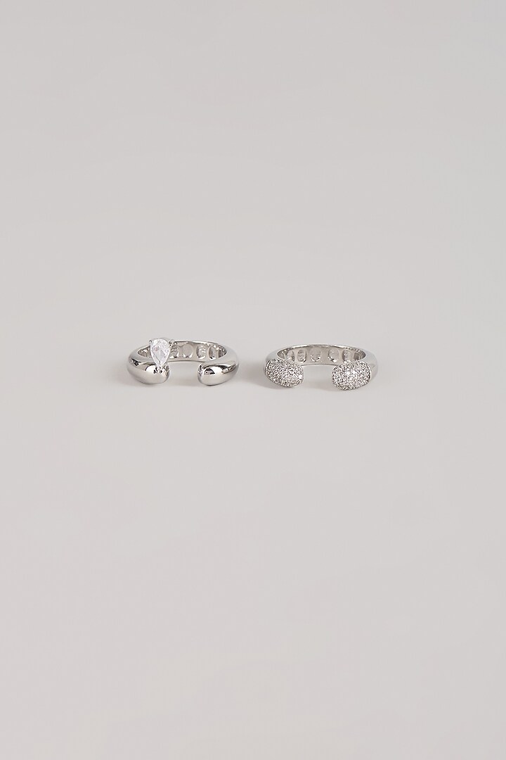 Gold Plated Swarovski Crystal Twin Rings (Set Of 2) by ESME at Pernia's Pop Up Shop