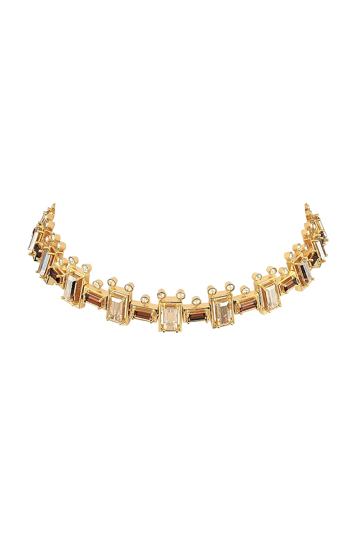 Gold Finish Swarovski Choker Necklace by ESME at Pernia's Pop Up Shop