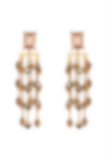 Gold Finish Swarovski Crystals Dangler Earrings by ESME at Pernia's Pop Up Shop