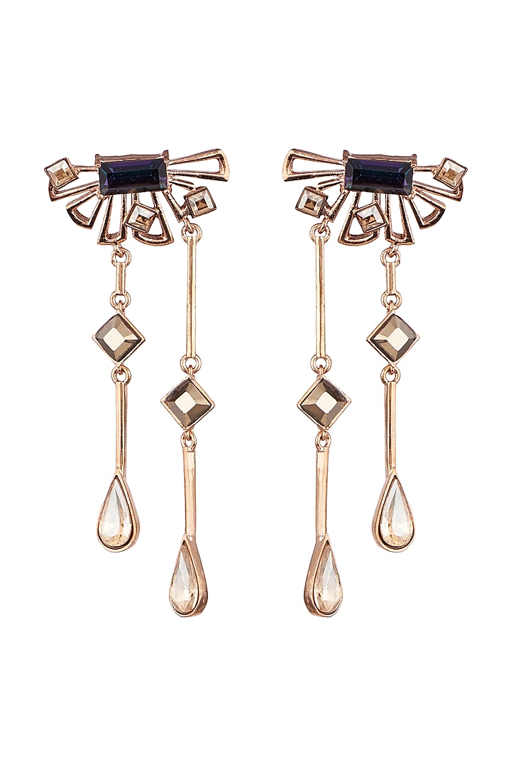 Rose Gold Finish Swarovski Dangler Earrings by ESME at Pernia's Pop Up Shop