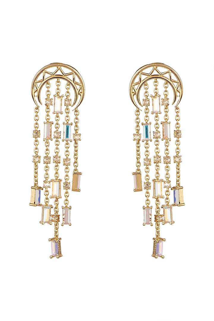 Gold Finish Swarovski Dangler Earrings by ESME at Pernia's Pop Up Shop