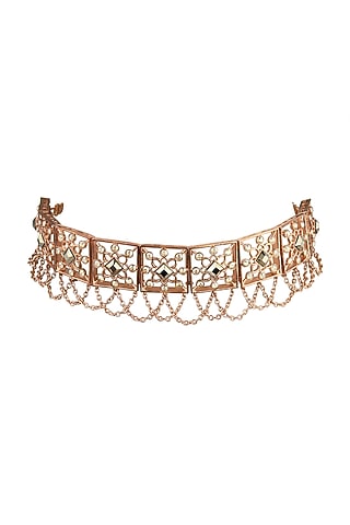 Rose Gold Finish Choker Necklace Set by ESME