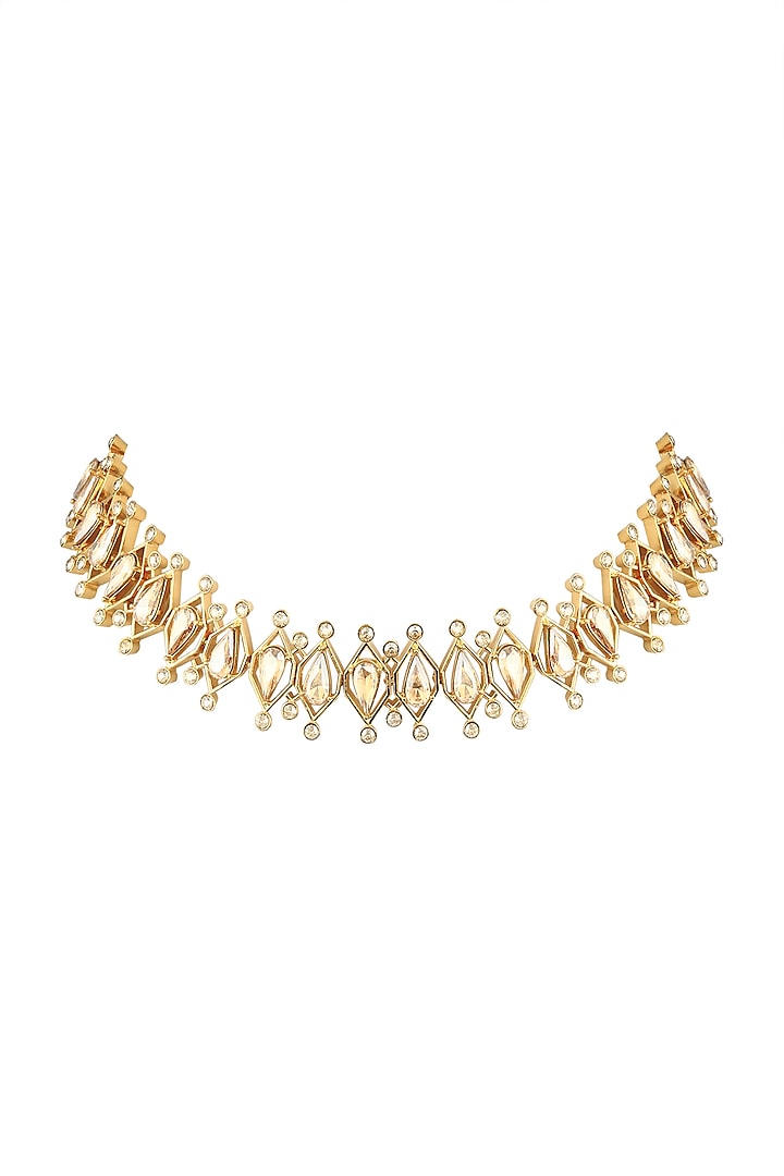 Gold Finish Swarovski Choker Necklace by ESME