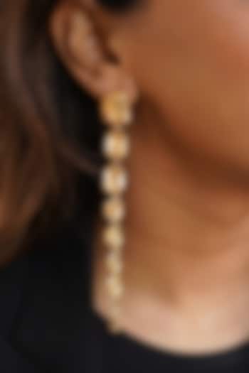 Gold Plated Austrian Crystal Shoulder Duster Earrings by ESME at Pernia's Pop Up Shop