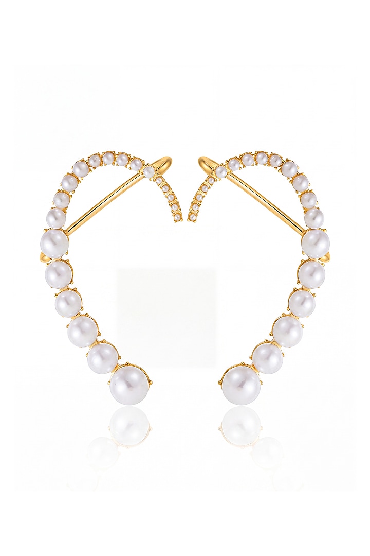 Gold Plated Austrian Crystal & Pearl Earcuffs by ESME at Pernia's Pop Up Shop