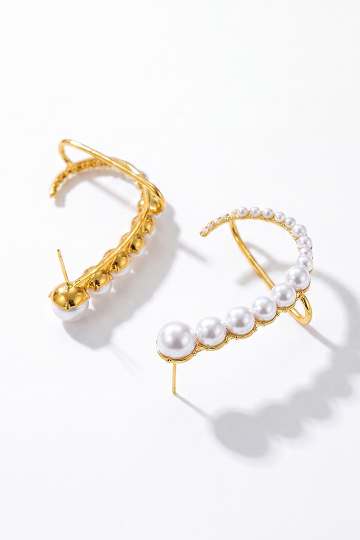 Gold Plated Austrian Crystal & Pearl Earcuffs by ESME at Pernia's Pop Up Shop