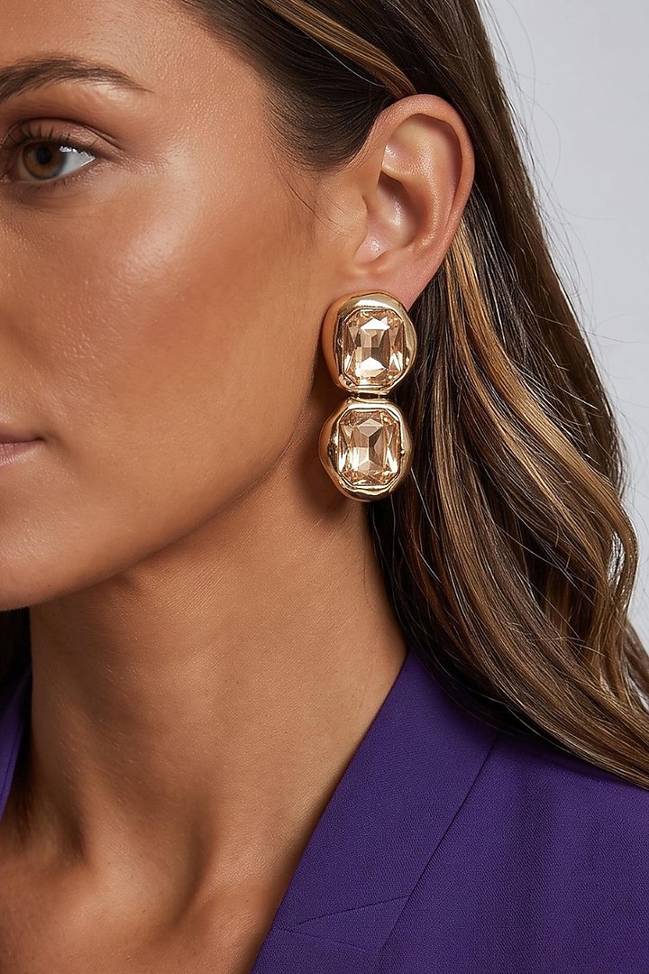 Gold Plated Austrian Crystal Dangler Earrings by ESME at Pernia's Pop Up Shop