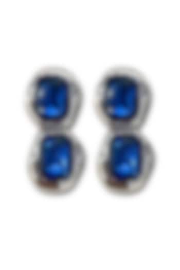 Gold Plated Blue Austrian Crystal Dangler Earrings by ESME at Pernia's Pop Up Shop