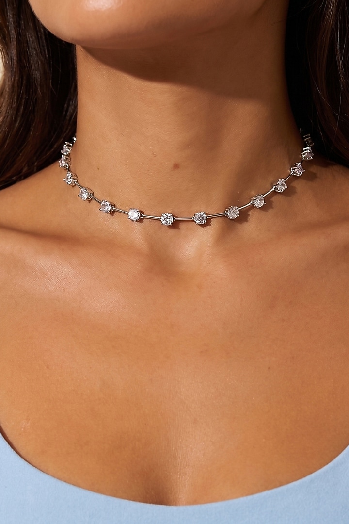 Silver Finish Austrian Crystal Tennis Necklace by ESME at Pernia's Pop Up Shop