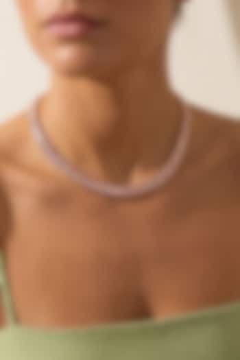 Gold Plated Pink Austrian Crystal Tennis Necklace by ESME at Pernia's Pop Up Shop