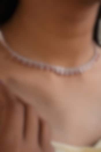Gold Plated Pink & White Heart-Shaped Austrian Crystal Necklace by ESME at Pernia's Pop Up Shop