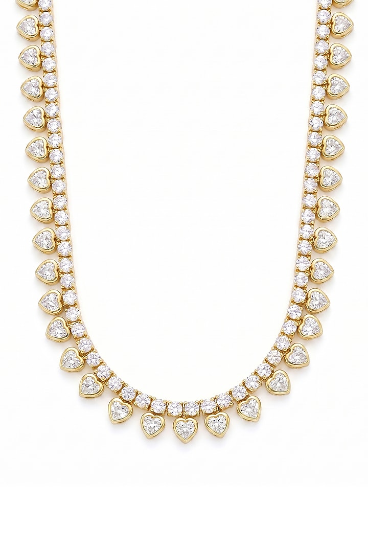Gold Plated White Heart-Shaped Austrian Crystal Necklace by ESME at Pernia's Pop Up Shop