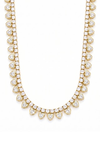 Gold Plated White Heart-Shaped Austrian Crystal Necklace by ESME