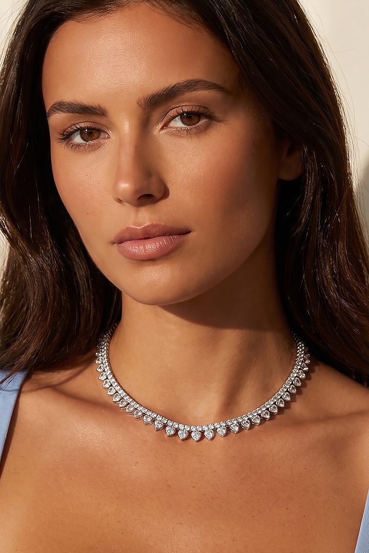 Silver Finish Heart-Shaped Austrian Crystal Necklace by ESME at Pernia's Pop Up Shop