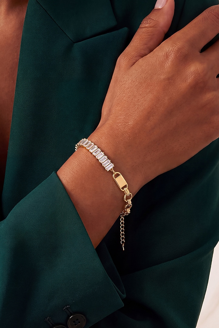 Gold Finish Austrian Crystal Link Bracelet by ESME at Pernia's Pop Up Shop