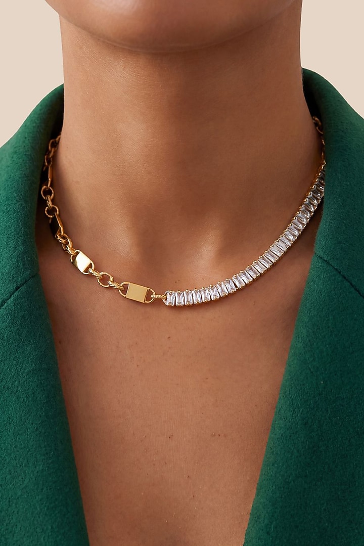 Gold Finish Austrian Crystal Link Necklace by ESME at Pernia's Pop Up Shop