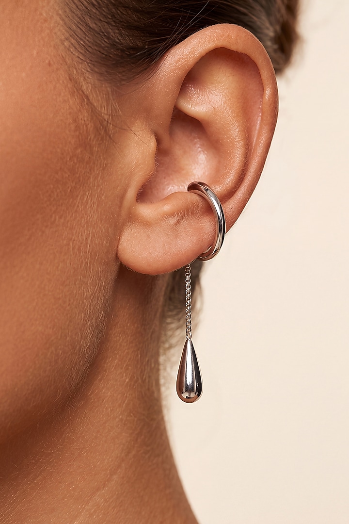 Silver Finish Brass Alloy Slip-On Earcuff by ESME at Pernia's Pop Up Shop