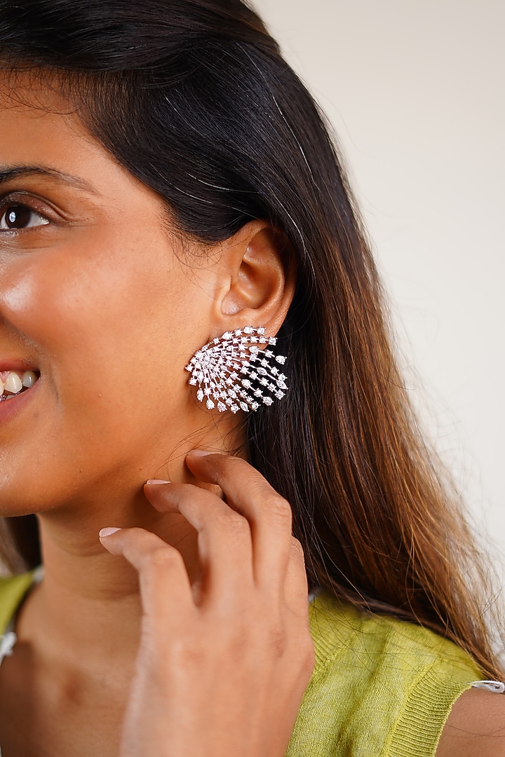 Silver Finish Austrian Crystal Stud Earrings by ESME at Pernia's Pop Up Shop