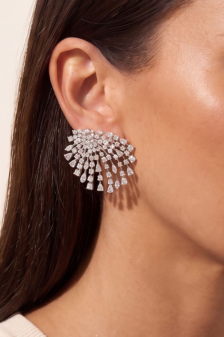 Silver Finish Austrian Crystal Stud Earrings by ESME at Pernia's Pop Up Shop