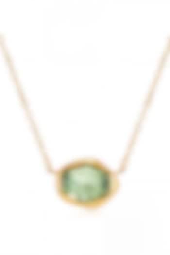 Gold Finish Green Austrian Crystal Pendant Necklace by ESME at Pernia's Pop Up Shop