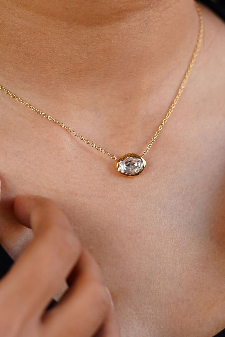 Gold Finish Austrian Crystal Pendant Necklace by ESME at Pernia's Pop Up Shop