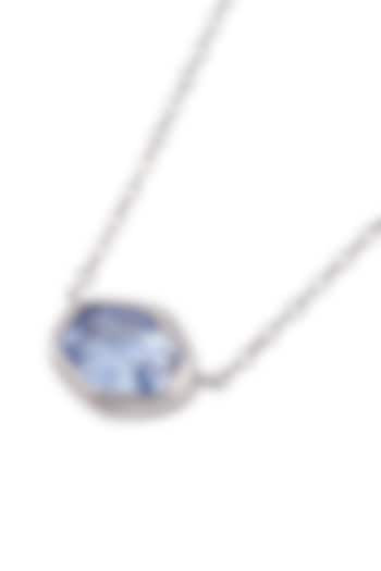 Gold Finish Blue Austrian Crystal Pendant Necklace by ESME at Pernia's Pop Up Shop