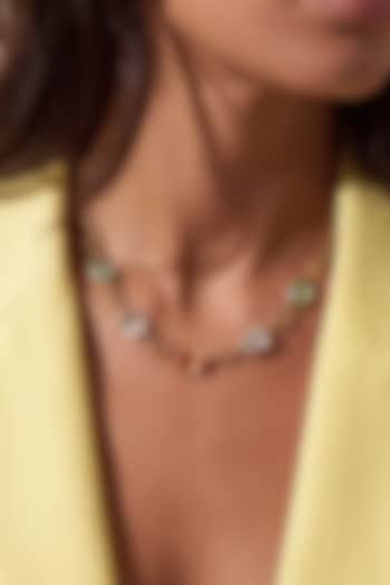 Gold Finish Multi-Colored Austrian Crystal Prism Mosaic Necklace by ESME at Pernia's Pop Up Shop