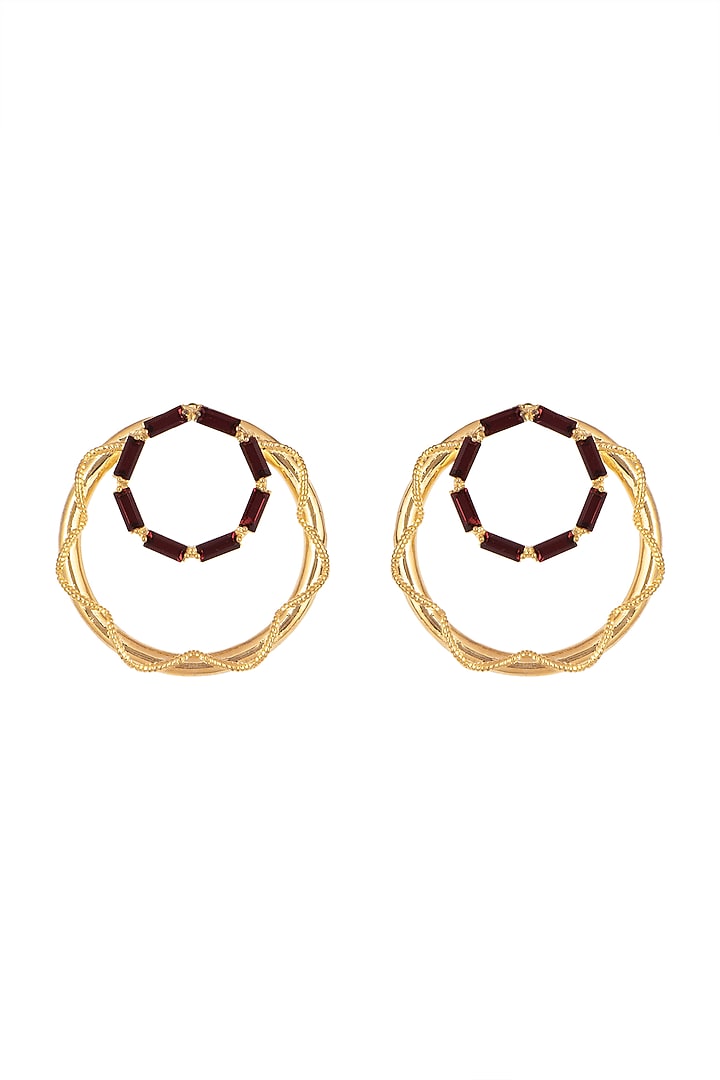 Gold Finish Swarovski Hoop Earrings by ESME at Pernia's Pop Up Shop