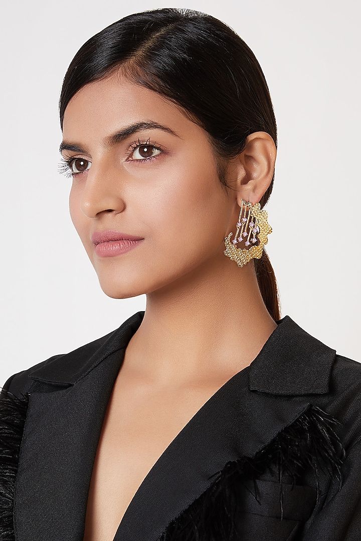 Gold Finish Dangler Earrings by ESME