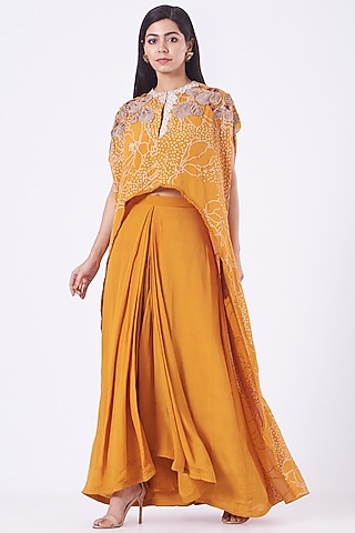 Mango Embroidered Cape Set by Ek Soot