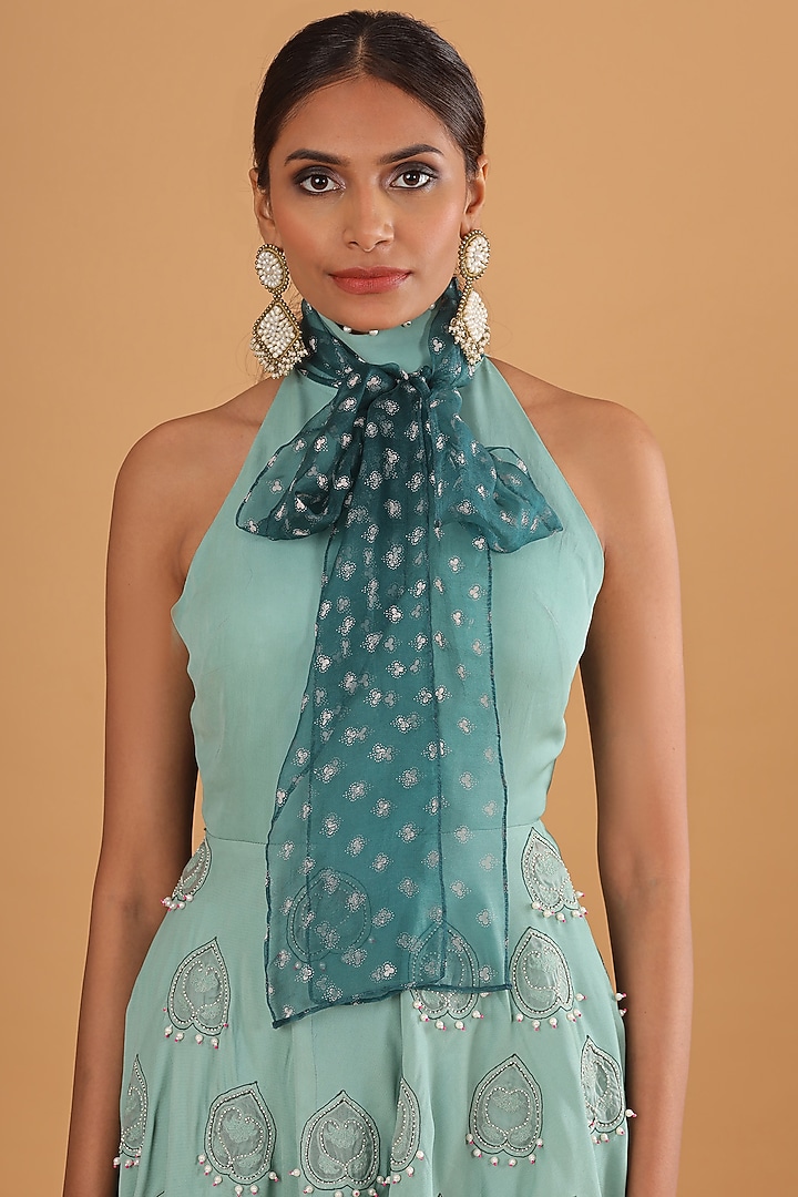 Sea Green Embroidered Wedding Sharara Set by Ek Soot at Pernia's Pop Up Shop