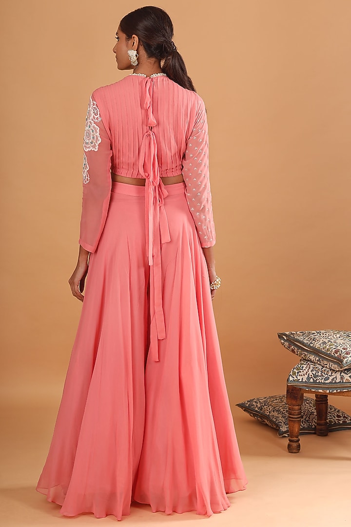Pink Embroidered Draped Jumpsuit by Ek Soot at Pernia's Pop Up Shop