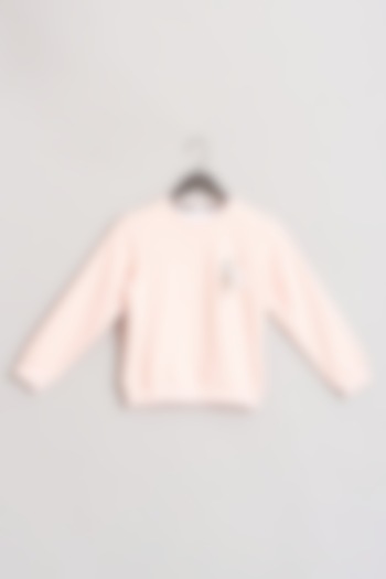 Powder Pink Cotton Fleece Sweatshirt For Girls by House of Esro