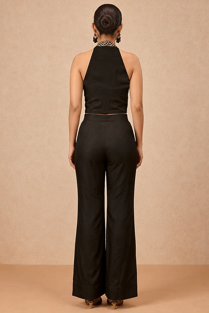 Black Dola Silk Co-Ord Set by ESSENCE by Nandini Thakkar at Pernia's Pop Up Shop