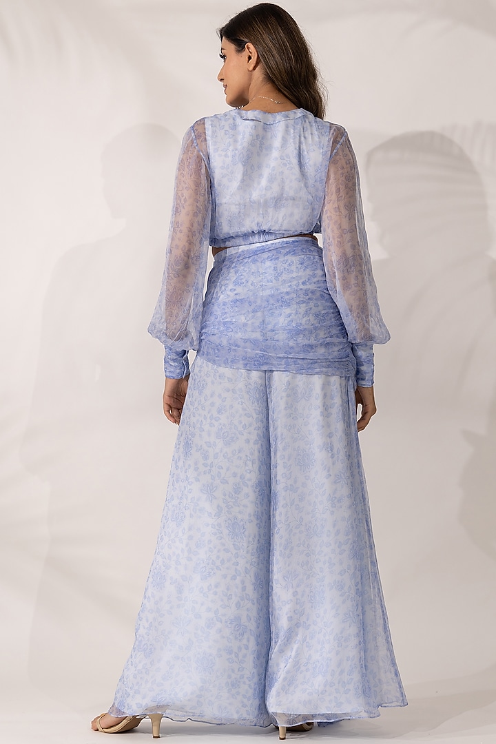 Indigo Bemberg Chiffon Floral Printed Co-Ord Set by Essay by Sumedha Agrawal at Pernia's Pop Up Shop